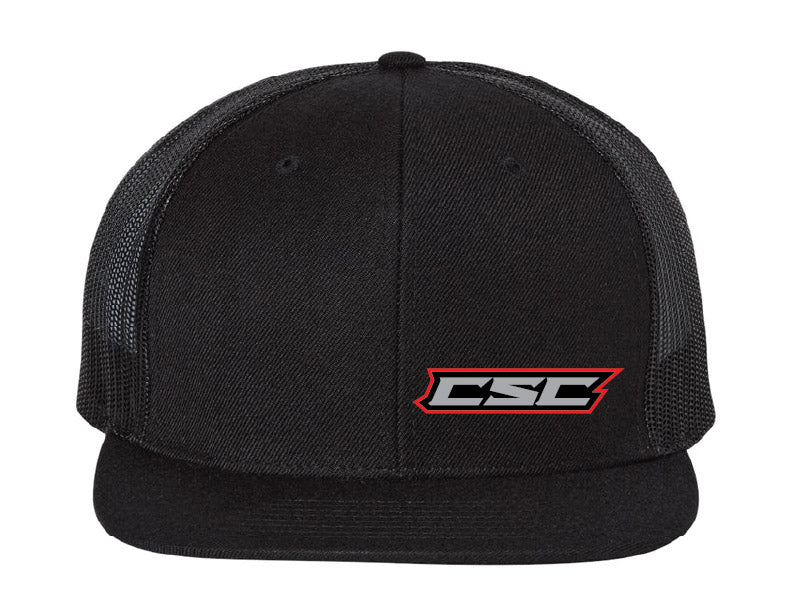 Richardson Embroidered Hat - All Black Red/Grey CSC on Left Panel